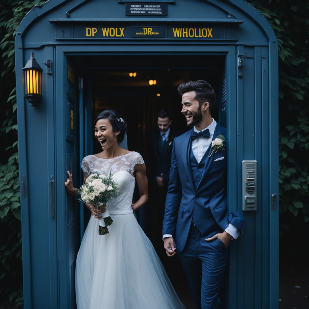 dr who themed wedding couple geeky nerdy theme